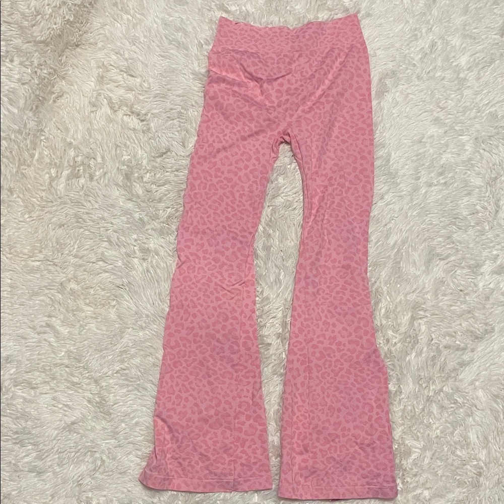 Pink Leopard Print Flare Pants